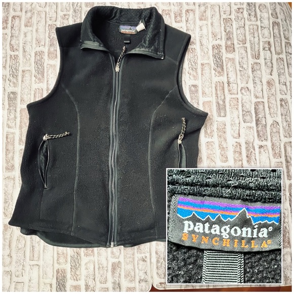 Patagonia Jackets & Blazers - Vintage Patagonia Vest Synchilla Women's L Black Fleece Full Zip Outdoor 90s USA